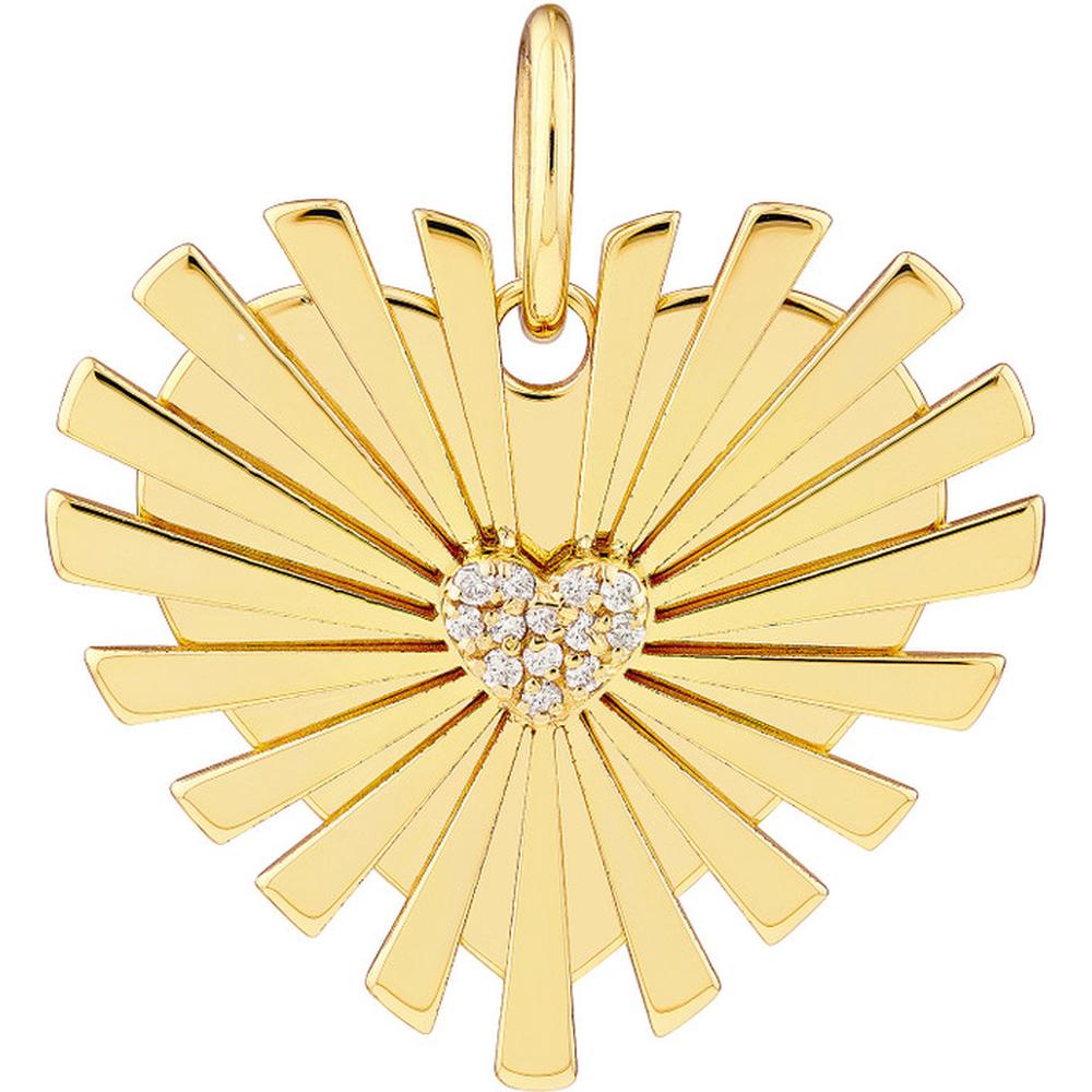 Olas d'Oro - 14K Yellow Gold Diamond Radiant Heart Charm - 0.07 Carat Total Diamond Weight