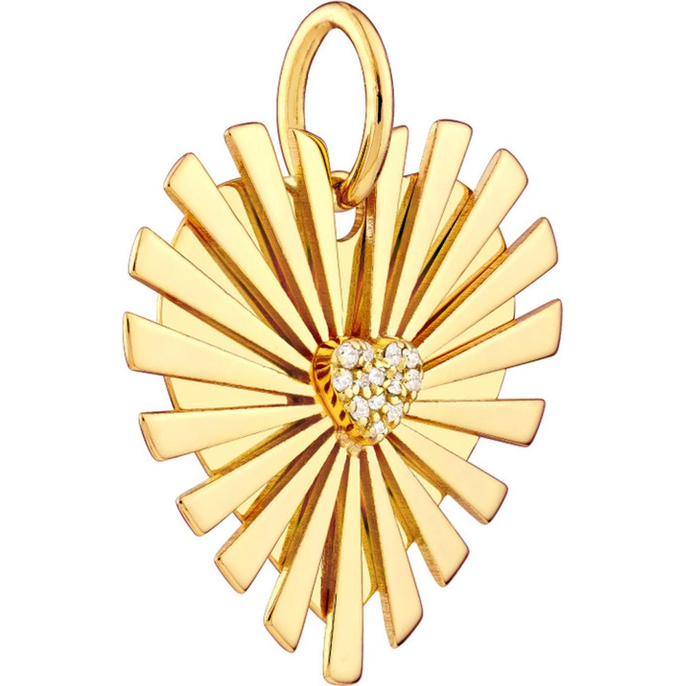 Olas d'Oro - 14K Yellow Gold Diamond Radiant Heart Charm - 0.07 Carat Total Diamond Weight