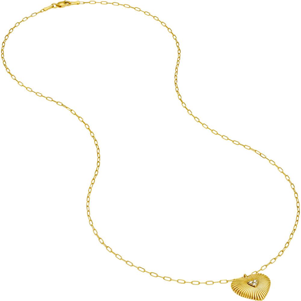 Olas d'Oro - 14K Yellow Gold Diamond Radiant Heart Pendant Necklace - 0.06 Carat Diamond Total Weight