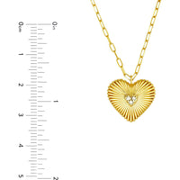 Olas d'Oro - 14K Yellow Gold Diamond Radiant Heart Pendant Necklace - 0.06 Carat Diamond Total Weight