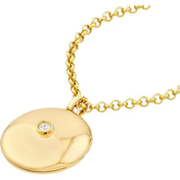 Olas d'Oro - 14K Yellow Gold Diamond Round Locket Pendant - 1/10 Carat Total Diamond Weight