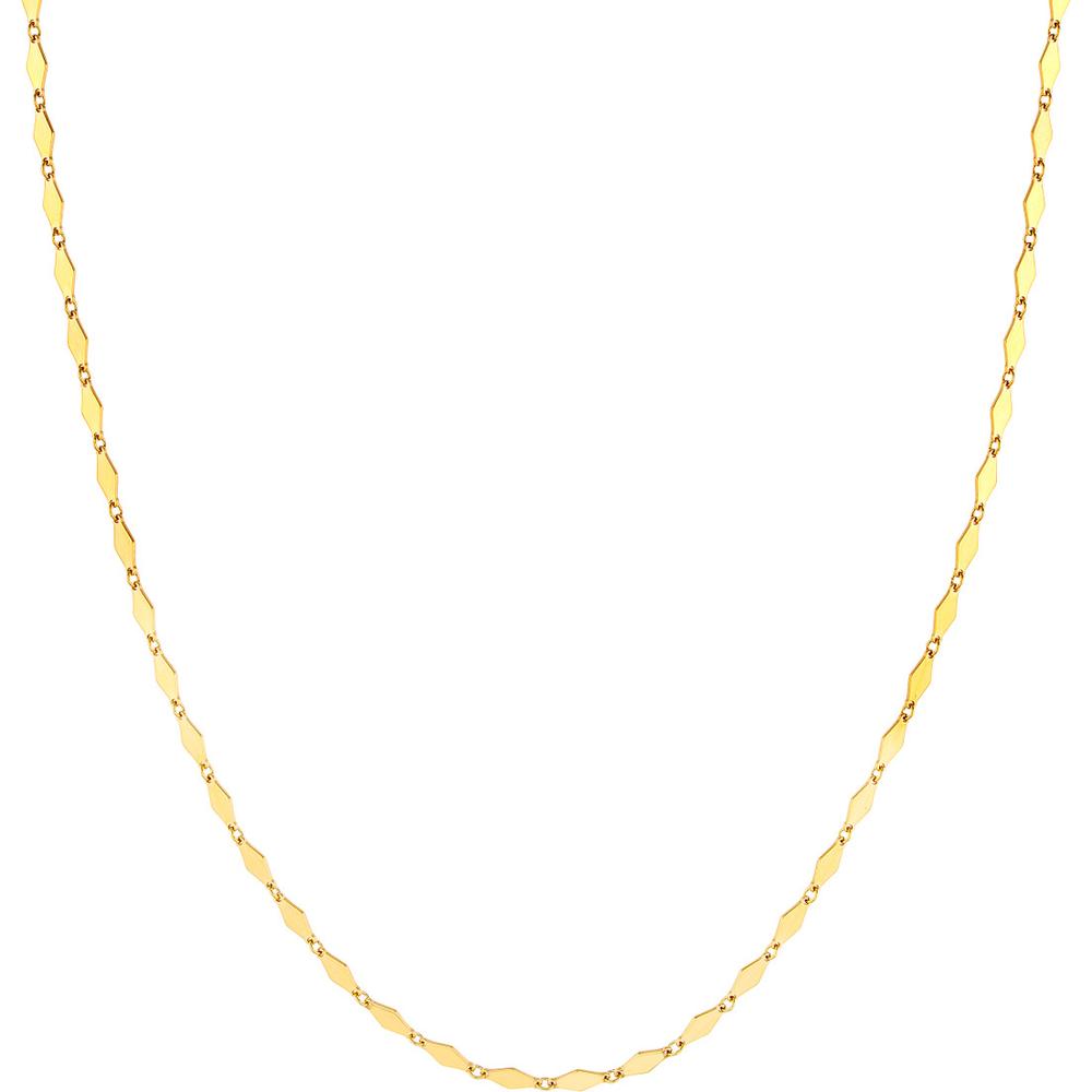 Olas d'Oro - 14K Yellow Gold Diamond-Shaped Flat Link Choker Necklace - 10" Length, 3.18 Grams Weight