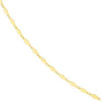 Olas d'Oro - 14K Yellow Gold Diamond-Shaped Flat Link Choker Necklace - 10" Length, 3.18 Grams Weight