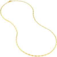 Olas d'Oro - 14K Yellow Gold Diamond-Shaped Flat Link Choker Necklace - 10" Length, 3.18 Grams Weight