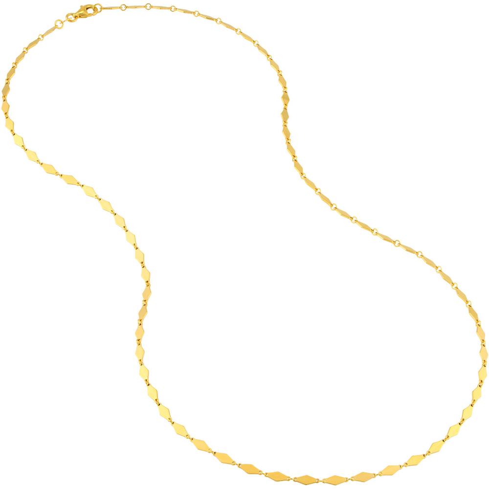 Olas d'Oro - 14K Yellow Gold Diamond-Shaped Flat Link Choker Necklace - 10" Length, 3.18 Grams Weight