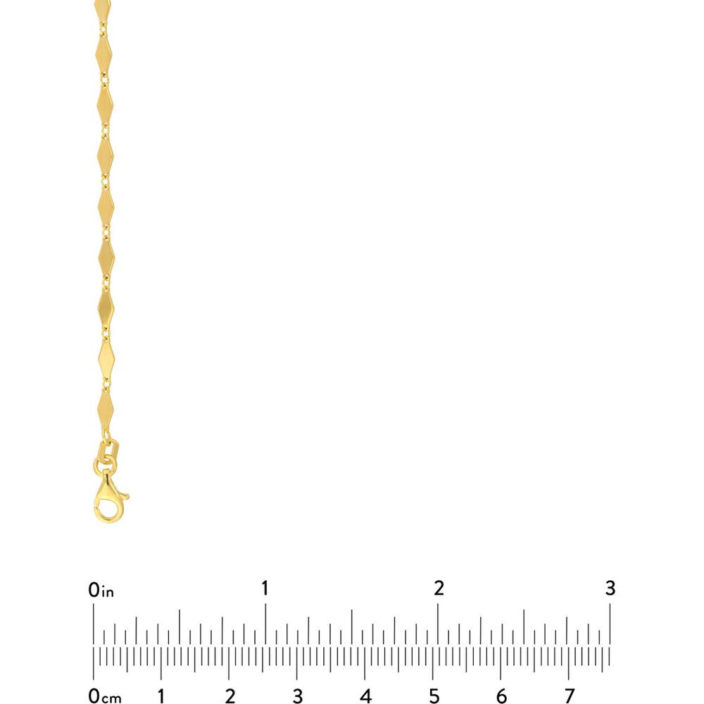 Olas d'Oro - 14K Yellow Gold Diamond-Shaped Flat Link Choker Necklace - 10" Length, 3.18 Grams Weight