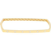 Olas d'Oro - 14K Yellow Gold Diamond Square Bangle with Greek Key Design - 0.13 Carat Total Diamond Weight