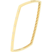 Olas d'Oro - 14K Yellow Gold Diamond Square Bangle with Greek Key Design - 0.13 Carat Total Diamond Weight