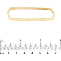 Olas d'Oro - 14K Yellow Gold Diamond Square Bangle with Greek Key Design - 0.13 Carat Total Diamond Weight