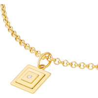 Olas d'Oro - 14K Yellow Gold Diamond Square Stacked Pendant with 1.5pt Diamond