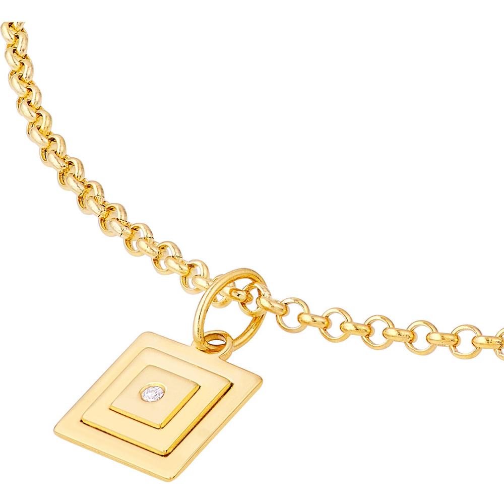 Olas d'Oro - 14K Yellow Gold Diamond Square Stacked Pendant with 1.5pt Diamond