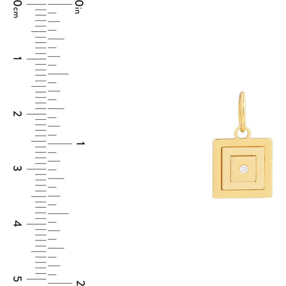 Olas d'Oro - 14K Yellow Gold Diamond Square Stacked Pendant with 1.5pt Diamond
