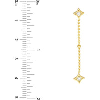 Olas d'Oro - 14K Yellow Gold Diamond Star Bezels and Bead Drop Earrings - 1/8tcw Total Diamond Weight
