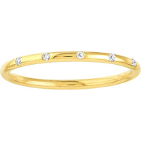 Olas d'Oro - 14K Yellow Gold Diamond Stations Thin Band Ring - 0.03 Carat Total Diamond Weight