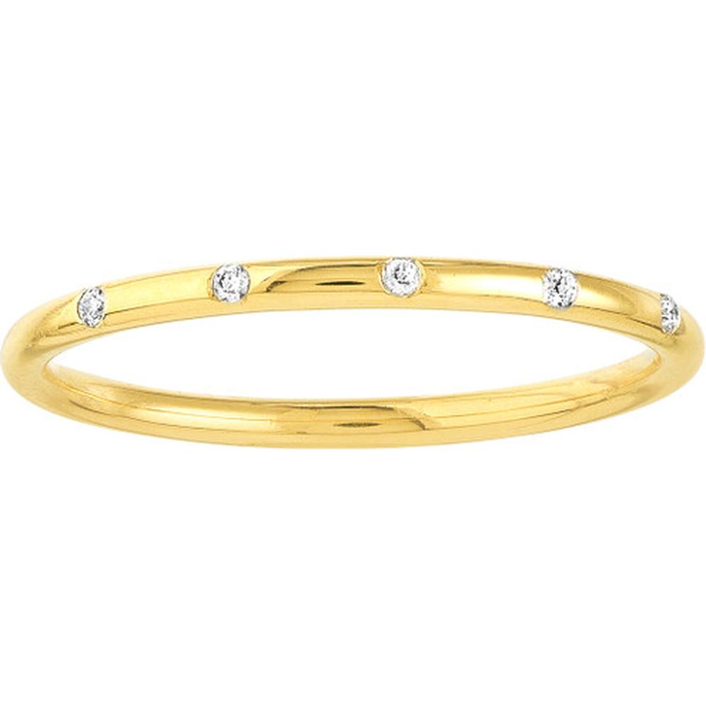 Olas d'Oro - 14K Yellow Gold Diamond Stations Thin Band Ring - 0.03 Carat Total Diamond Weight