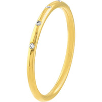Olas d'Oro - 14K Yellow Gold Diamond Stations Thin Band Ring - 0.03 Carat Total Diamond Weight