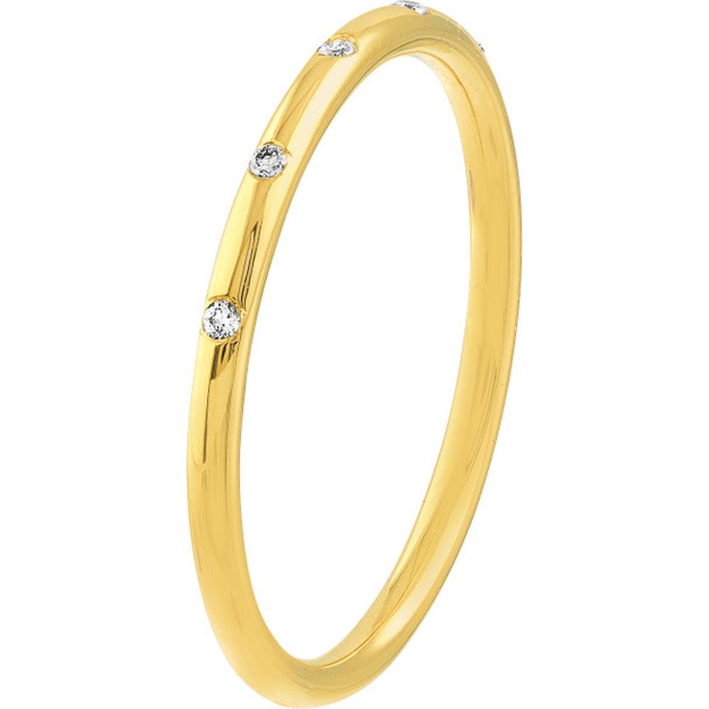 Olas d'Oro - 14K Yellow Gold Diamond Stations Thin Band Ring - 0.03 Carat Total Diamond Weight