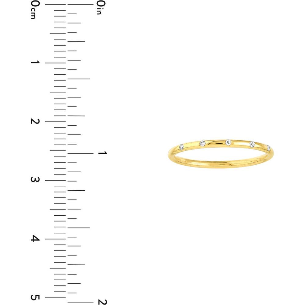 Olas d'Oro - 14K Yellow Gold Diamond Stations Thin Band Ring - 0.03 Carat Total Diamond Weight