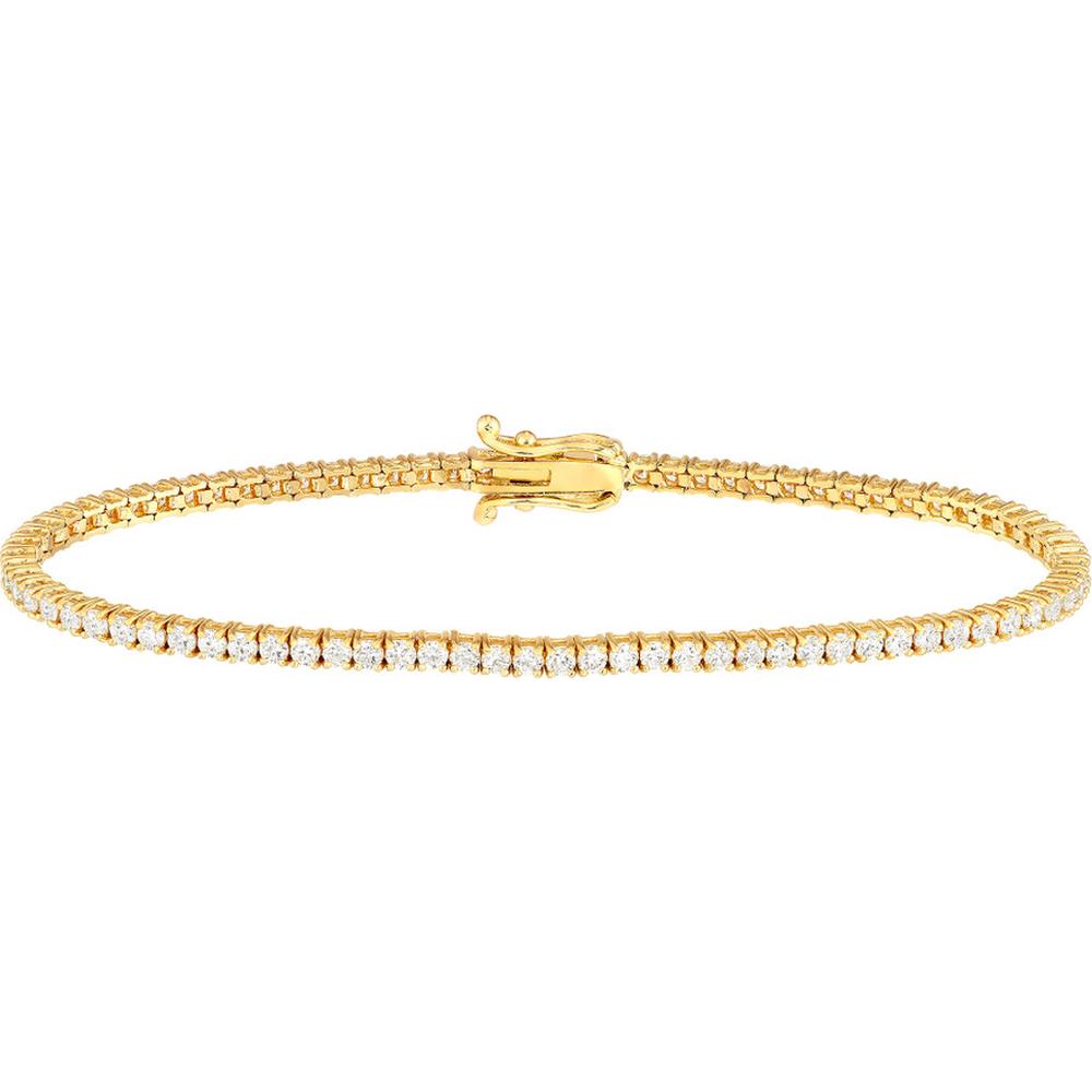 Olas d'Oro - 14K Yellow Gold Diamond Tennis Bracelet with Box Clasp - 2.46 Carat Total Diamond Weight