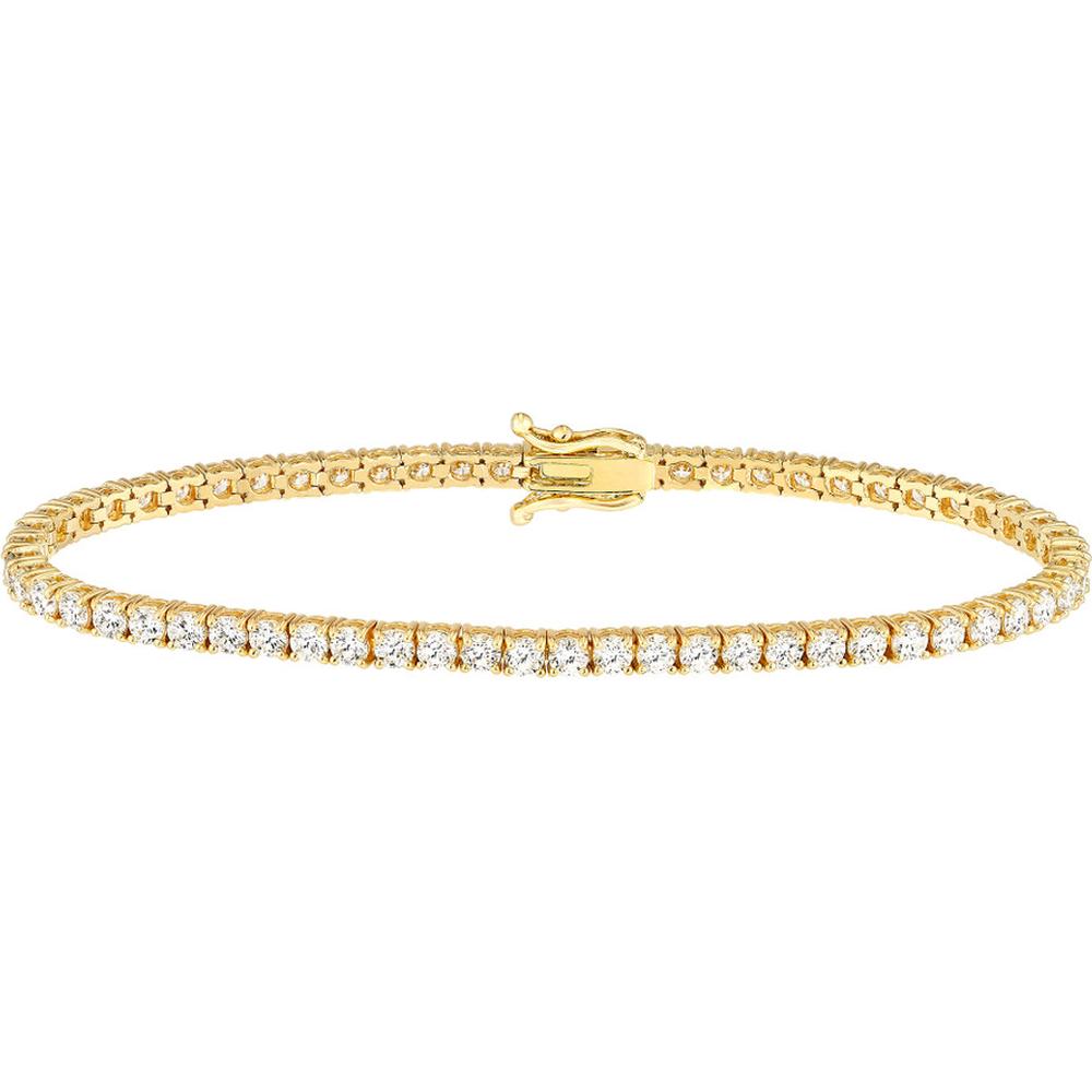 Olas d'Oro - 14K Yellow Gold Diamond Tennis Bracelet with Box Clasp - 4.88 Carat Total Diamond Weight