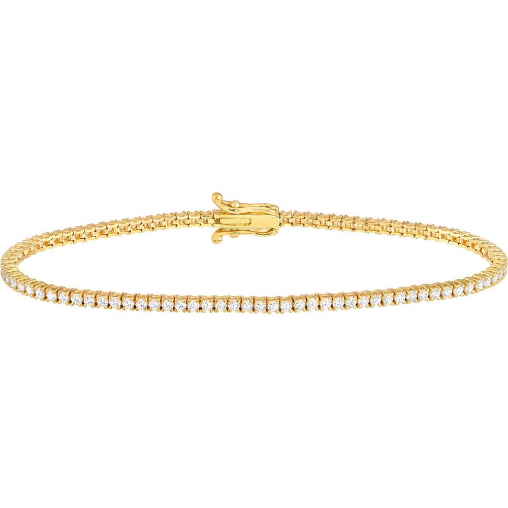 Olas d'Oro - 14K Yellow Gold Diamond Tennis Bracelet with Box Lock Closure - 1.95 Carat Total Diamond Weight