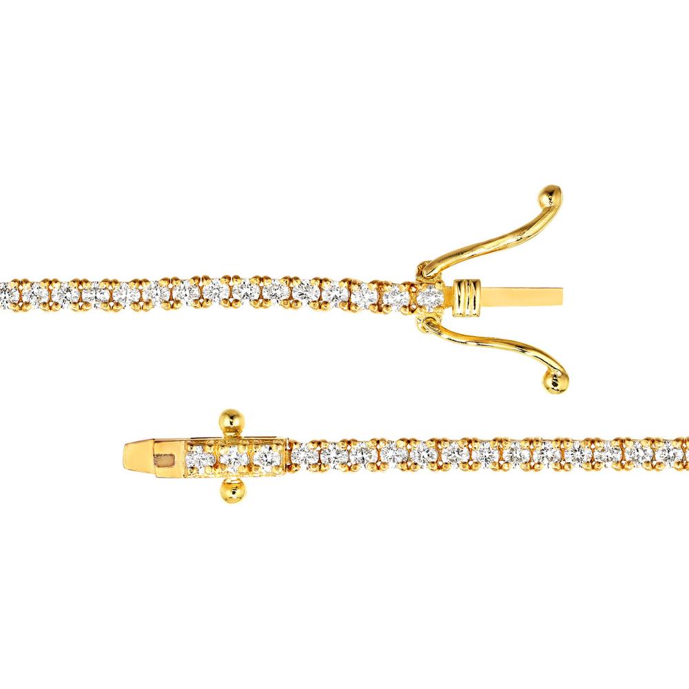 Olas d'Oro - 14K Yellow Gold Diamond Tennis Bracelet with Box Lock Closure - 1.95 Carat Total Diamond Weight