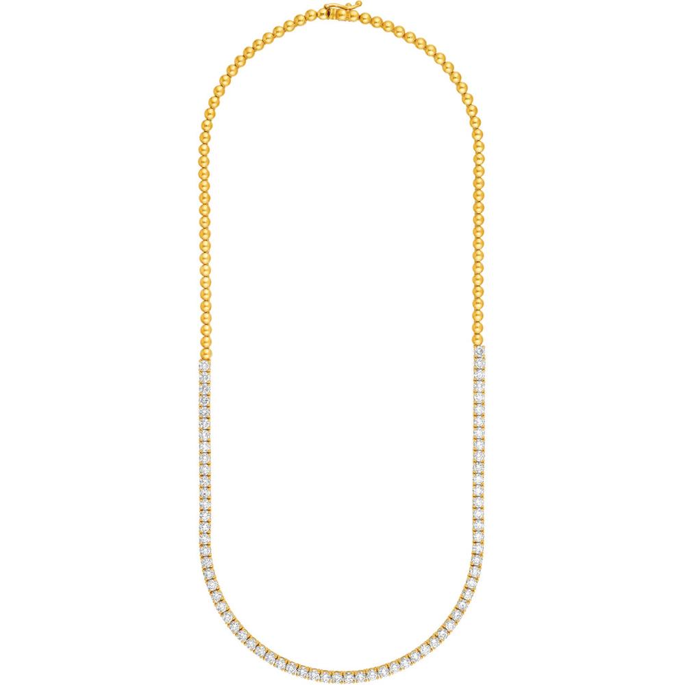 Olas d'Oro - 14K Yellow Gold Diamond Tennis Necklace - 7.00 Carat Total Diamond Weight