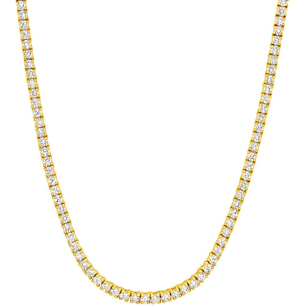 Olas d'Oro - 14K Yellow Gold Diamond Tennis Necklace with Box Lock Closure - 4.25 Carat Total Diamond Weight