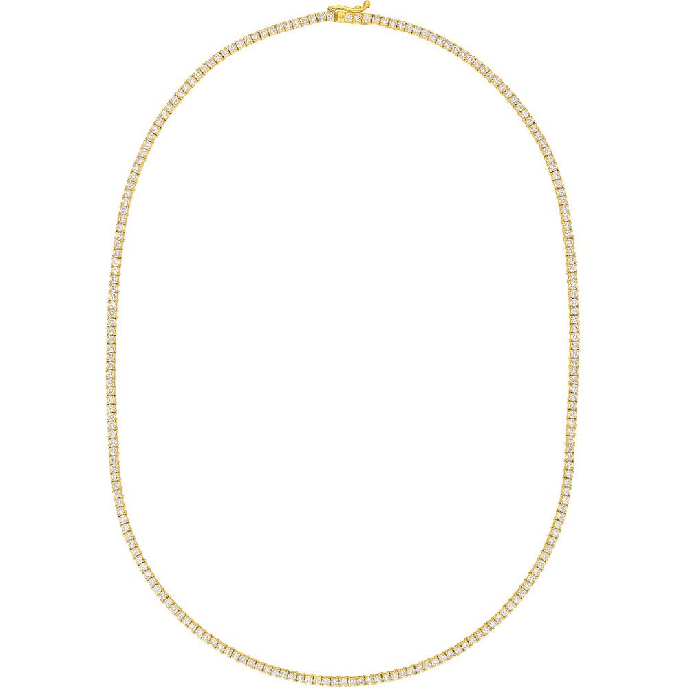 Olas d'Oro - 14K Yellow Gold Diamond Tennis Necklace with Box Lock Closure - 4.25 Carat Total Diamond Weight