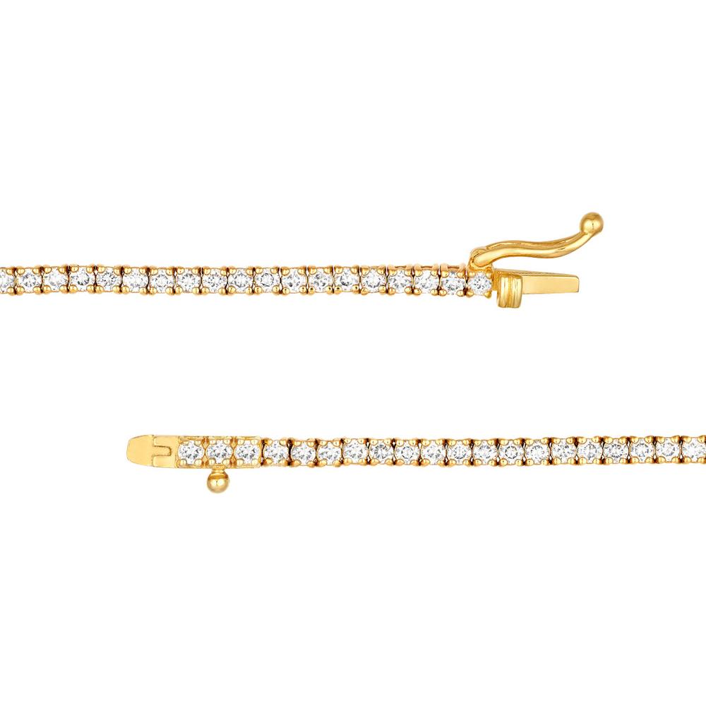 Olas d'Oro - 14K Yellow Gold Diamond Tennis Necklace with Box Lock Closure - 4.25 Carat Total Diamond Weight