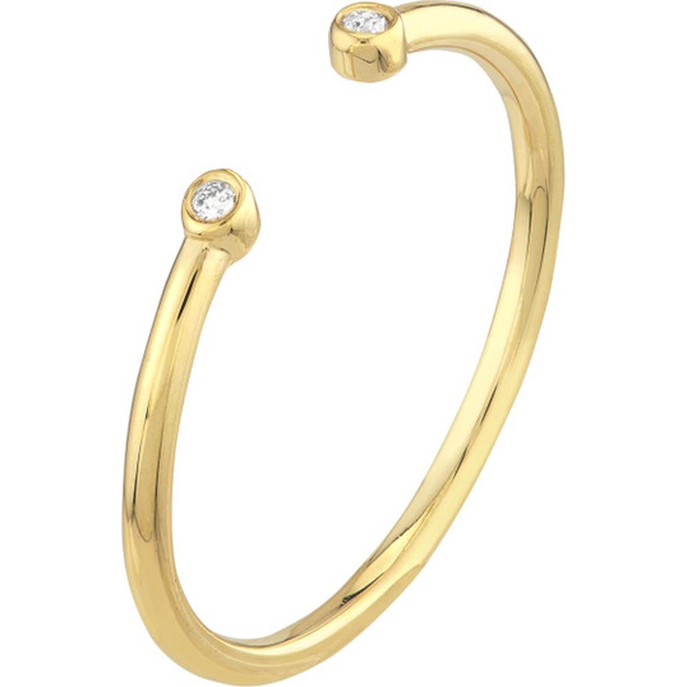Olas d'Oro - 14K Yellow Gold Diamond-Tipped Open Wire Ring with 2pt Diamonds - 0.02 Carat Total Diamond Weight