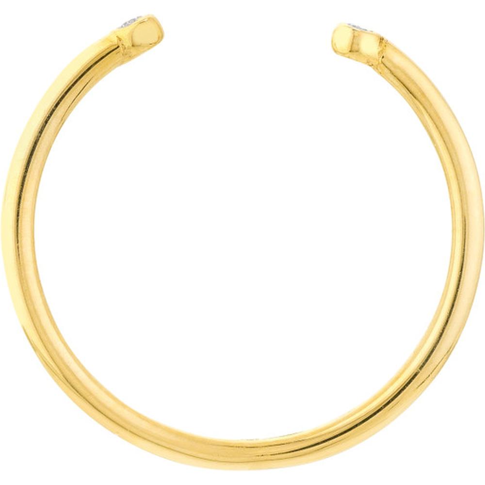 Olas d'Oro - 14K Yellow Gold Diamond-Tipped Open Wire Ring with 2pt Diamonds - 0.02 Carat Total Diamond Weight