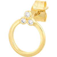 Olas d'Oro - 14K Yellow Gold Diamond Trinity Door Knocker Stud Earrings - 0.08 Carat Total Diamond Weight