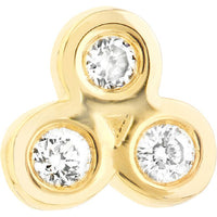 Olas d'Oro - 14K Yellow Gold Diamond Trinity Stud Earrings - 0.08 Carat Total Diamond Weight