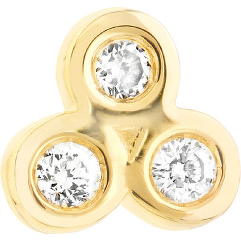 Olas d'Oro - 14K Yellow Gold Diamond Trinity Stud Earrings - 0.08 Carat Total Diamond Weight