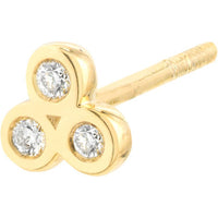 Olas d'Oro - 14K Yellow Gold Diamond Trinity Stud Earrings - 0.08 Carat Total Diamond Weight