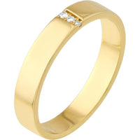 Olas d'Oro - 14K Yellow Gold Diamond Trio Polished Band - 0.02 Carat Total Diamond Weight - Size 8