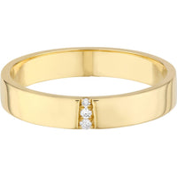 Olas d'Oro - 14K Yellow Gold Diamond Trio Polished Band - 0.02 Carat Total Diamond Weight