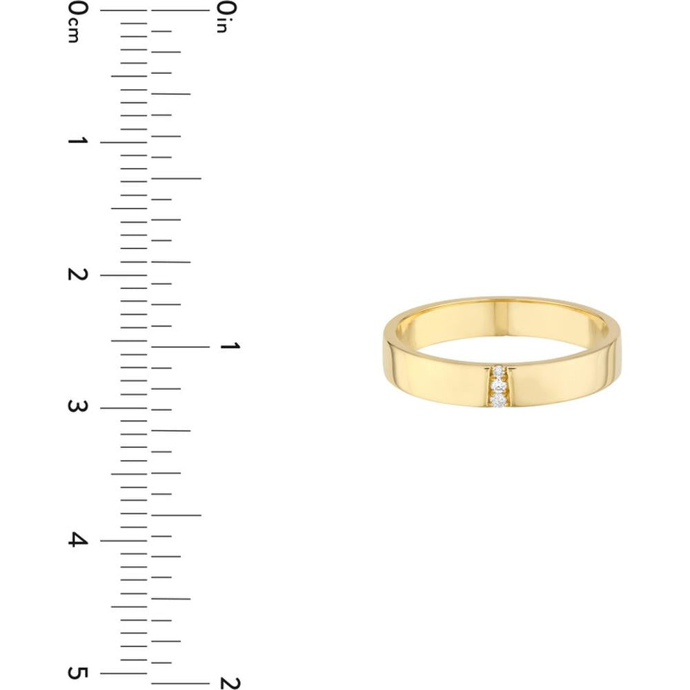 Olas d'Oro - 14K Yellow Gold Diamond Trio Polished Band - 0.02 Carat Total Diamond Weight