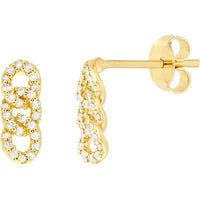 Olas d'Oro - 14K Yellow Gold Diamond Triple Link Earrings - 0.21 Carat Total Diamond Weight