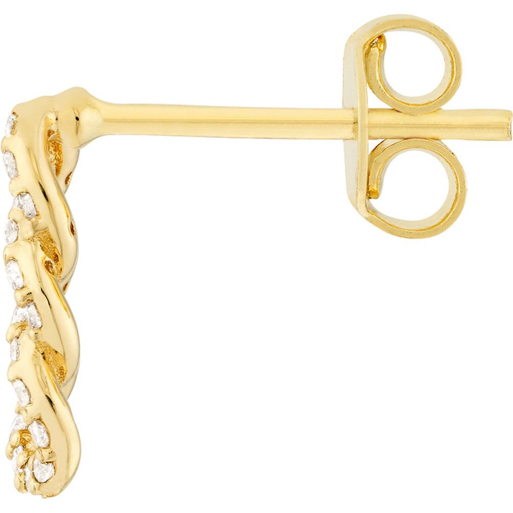Olas d'Oro - 14K Yellow Gold Diamond Triple Link Earrings - 0.21 Carat Total Diamond Weight