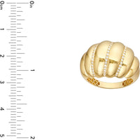 Olas d'Oro - 14K Yellow Gold Diamond Twisted Dome Ring - 0.28 Carat Total Diamond Weight
