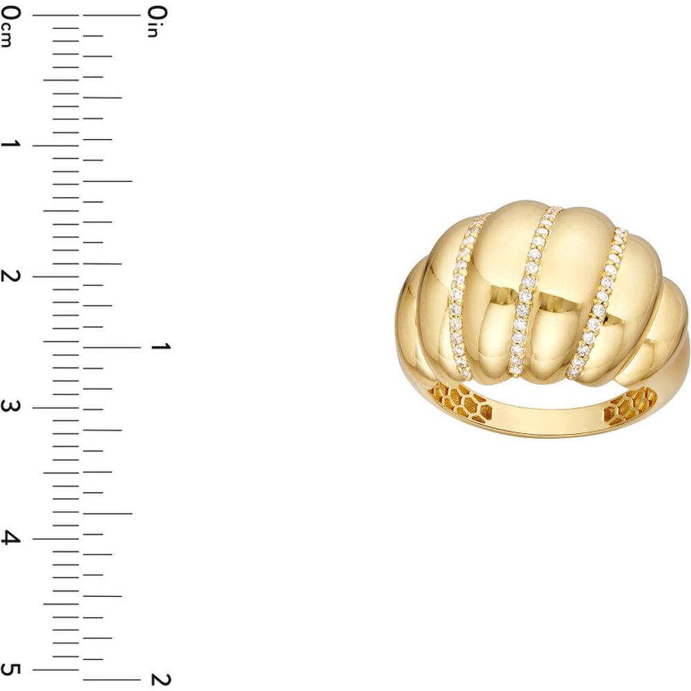 Olas d'Oro - 14K Yellow Gold Diamond Twisted Dome Ring - 0.28 Carat Total Diamond Weight