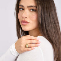 Olas d'Oro - 14K Yellow Gold Diamond Twisted Dome Ring with 0.28 Carat Diamonds