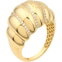 Olas d'Oro - 14K Yellow Gold Diamond Twisted Dome Ring with 0.28 Carat Total Diamond Weight - Size 7