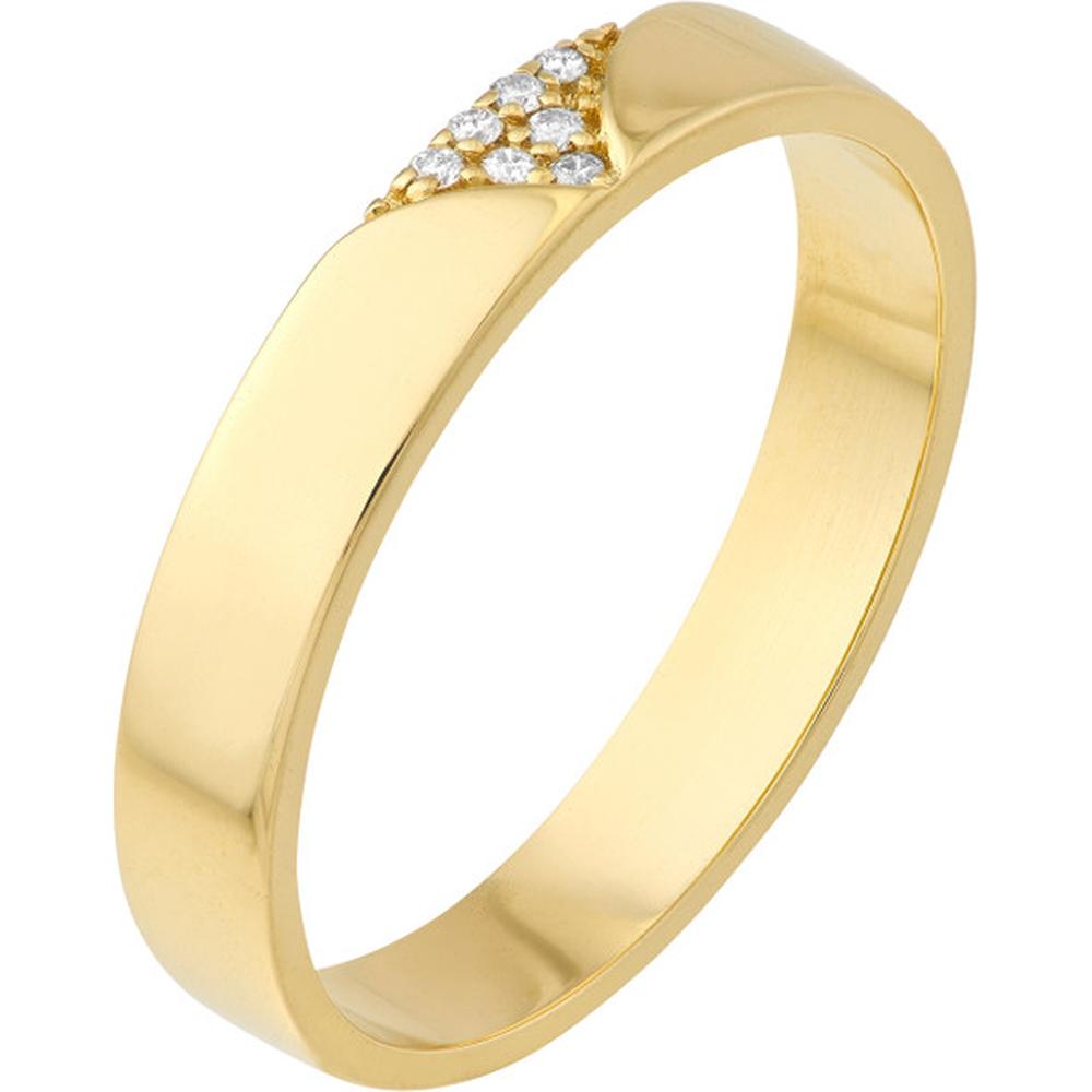 Olas d'Oro - 14K Yellow Gold Diamond V-Shape Band - 0.04 Carat Total Diamond Weight