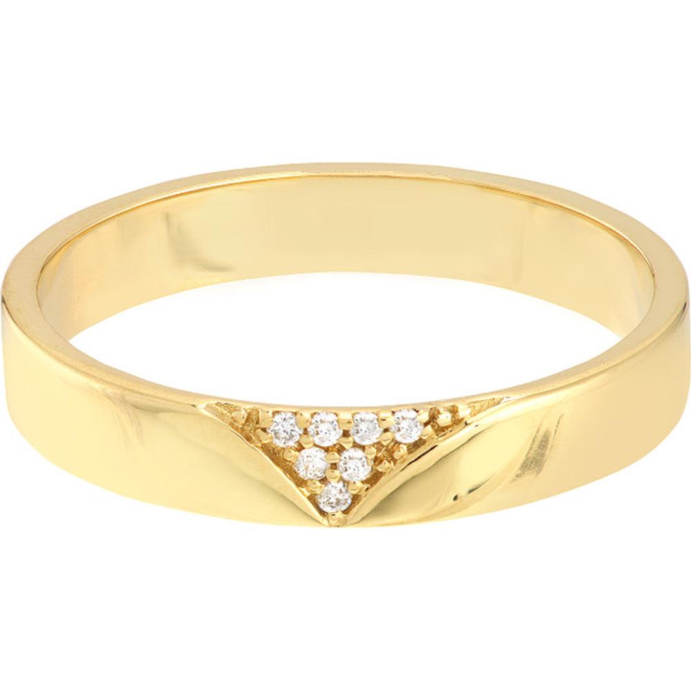 Olas d'Oro - 14K Yellow Gold Diamond V-shape Band Ring - 0.04 Carat Total Diamond Weight