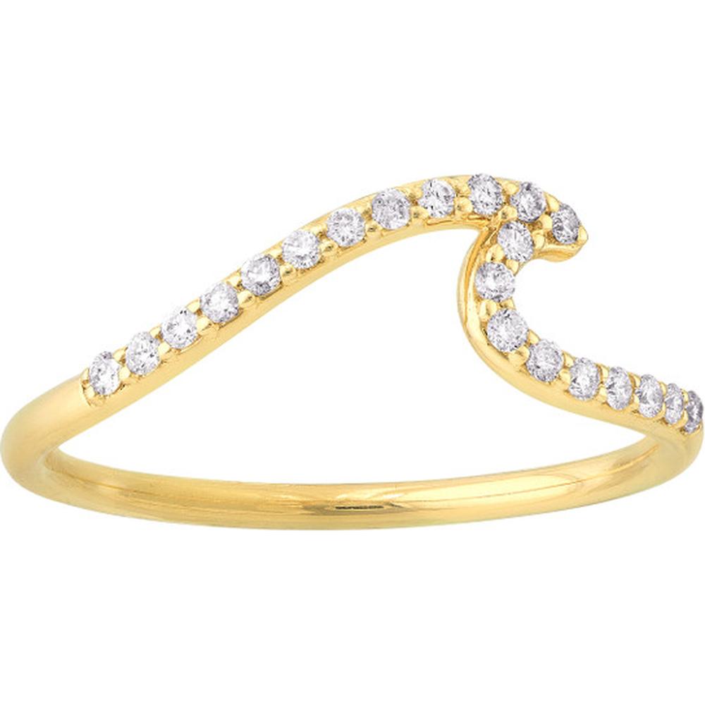 Olas d'Oro - 14K Yellow Gold Diamond Wave Ring - 0.16 Carat Total Diamond Weight