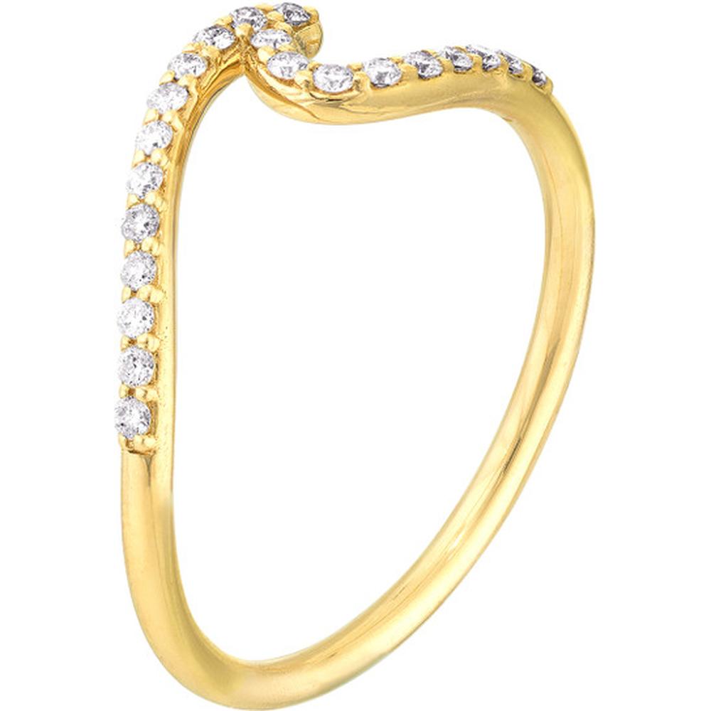 Olas d'Oro - 14K Yellow Gold Diamond Wave Ring - 0.16 Carat Total Diamond Weight