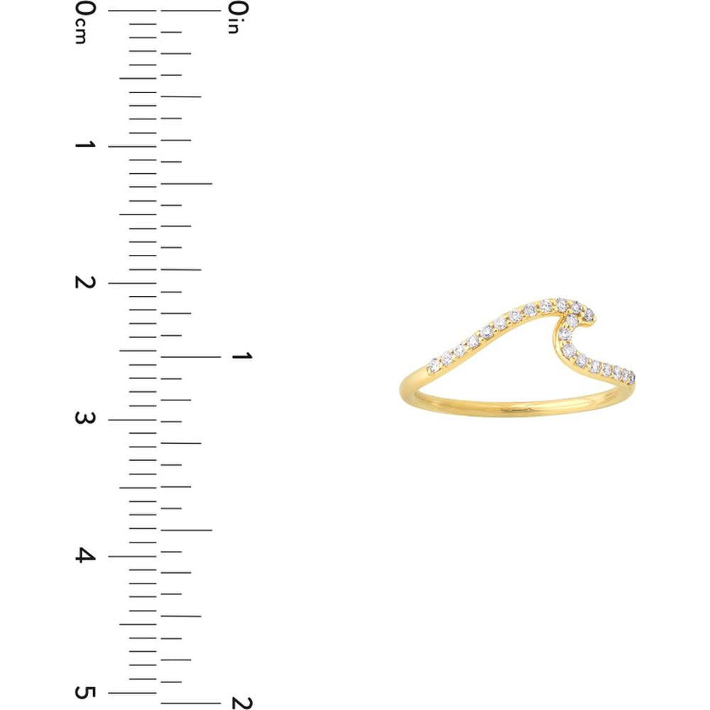 Olas d'Oro - 14K Yellow Gold Diamond Wave Ring - 0.16 Carat Total Diamond Weight